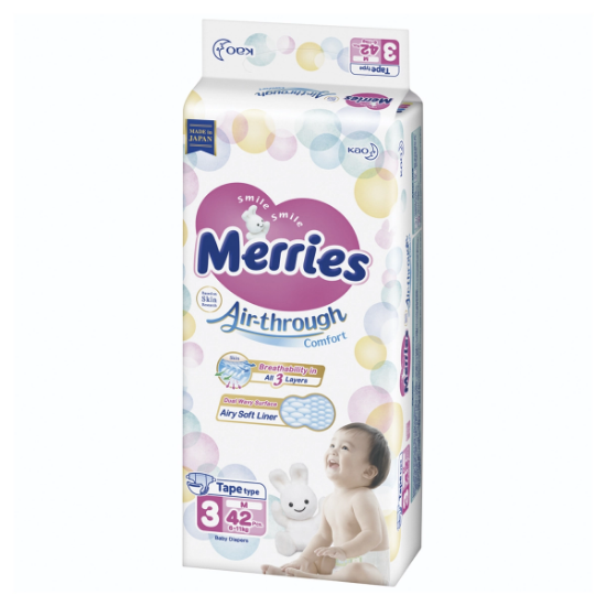 Merries-Velcro-Talla-M-Pañal-42-Unid+Peluche-Conejo