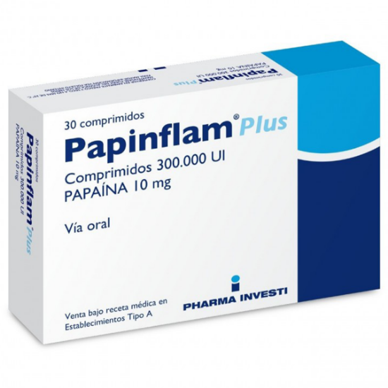 Imagen de PAPINFLAM PLUS 300000 U.I. 30 COMPRIMIDOS