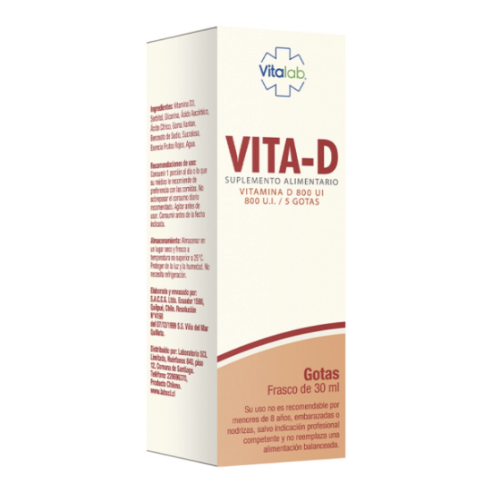 Imagen de VITA-D 800 U.I. / 5 GOTAS SOLUCION ORAL FCO. 30 ML [VITALAB] (VITAMINA-D)