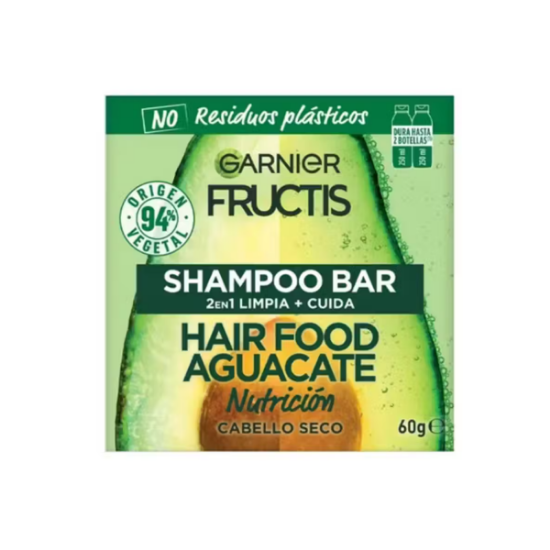 Imagen de GARNIER FRUCTIS HAIR FOOD 2EN1 AVOCADO NUTRICION CABELLO SECO SHAMPOO EN BARRA 60 G.