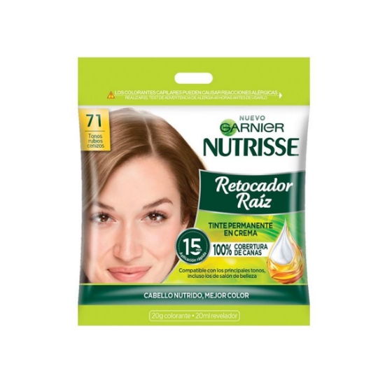 Imagen de GARNIER NUTRISSE RETOCADOR RAIZ PERMANENTE 7.1 RUBIO CENIZA CREMA 10 G.