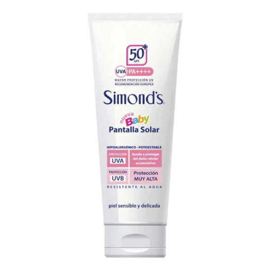 Imagen de SIMONDS BABY RESISTENTE AL AGUA PROT. MUY ALTA SPF50+ CREMA 200ML POMO