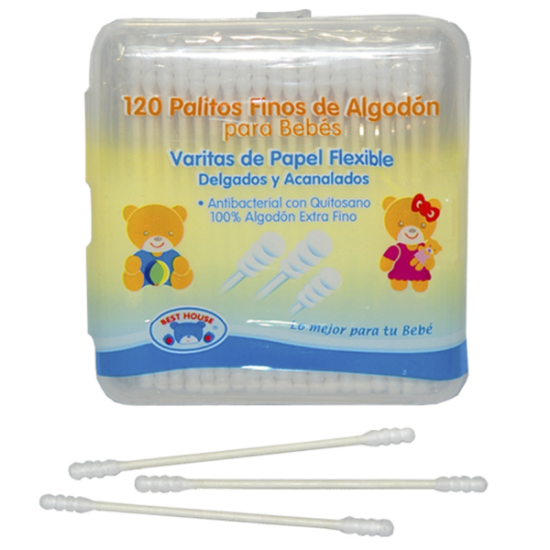 Imagen de Best house para bebes delgados acanalados palitos finos de algodón x 120 unidades