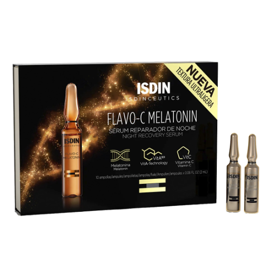 Imagen de ISDINCEUTICS FLAVO-C REPARADOR ULTRAGLICANS C/MELATONINA SERUM NOCHE 10 AMP. 2ML