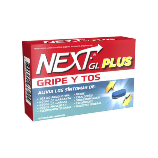 Imagen de NEXT GL PLUS X 6 COMP. REC. (VIT C+CAFEINA+CLORFENAMINA+NOSCAPINA+PARACETAMOL)