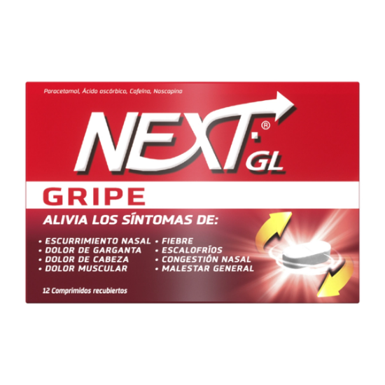 Imagen de NEXT GL X 12 COMP. REC. (VIT-C+CAFEINA+NOSCAPINA+PARACETAMOL)