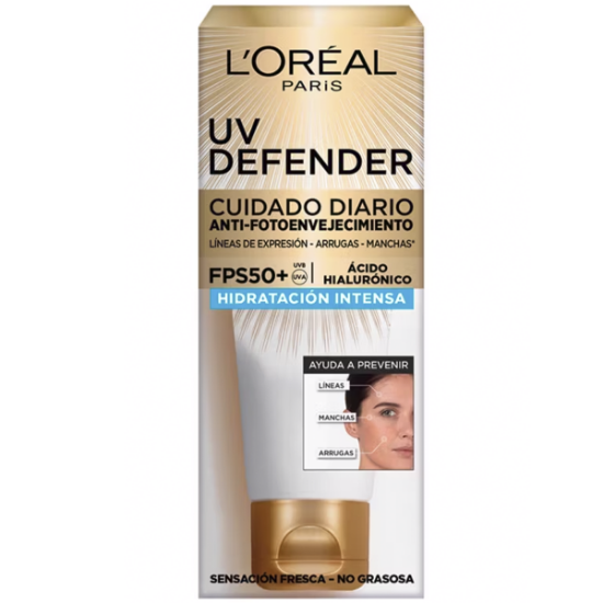 Imagen de LOREAL UV DEFENDER ANTI-FOTOENVEJ. FPS50+ AC.HIALURONICO HIDRAT. INTENSA CR. FACIAL 40GR