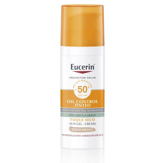 Imagen de Eucerin sun facial SPF50+ oil control tono medio protector solar facial x 50 ml