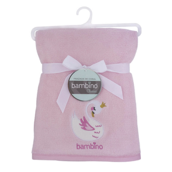 Imagen de Bambino frazada coral bordada rosada
