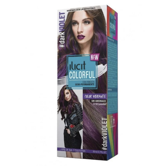 Imagen de ILICIT COLORFUL COLORACION SEMI PERMANENTE SIN AMONIACO DARK VIOLET 80 ML