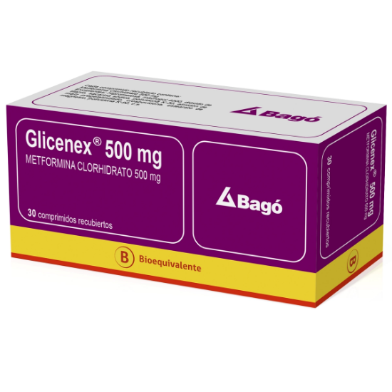 Imagen de GLICENEX 500 MG 30 COMPRIMIDOS RECUBIERTOS [BE] (METFORMINA)