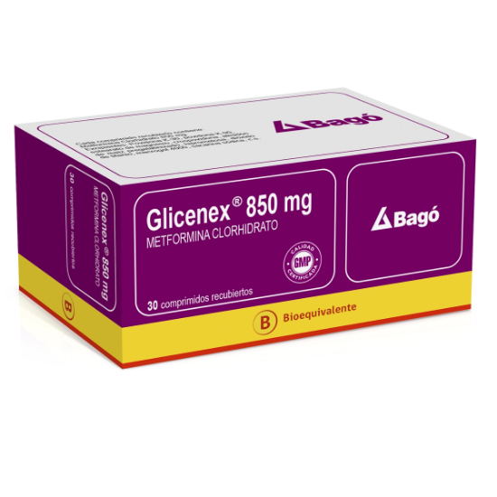 Imagen de GLICENEX 850 MG 30 COMPRIMIDOS RECUBIERTOS [BE] (METFORMINA)