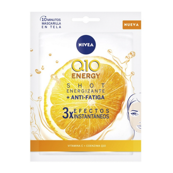 Imagen de NIVEA FACE Q10+C ENERGY SHOT ENERGIZANTE ANTIFATIGA MASCARILLA FACIAL 1 UNIDAD