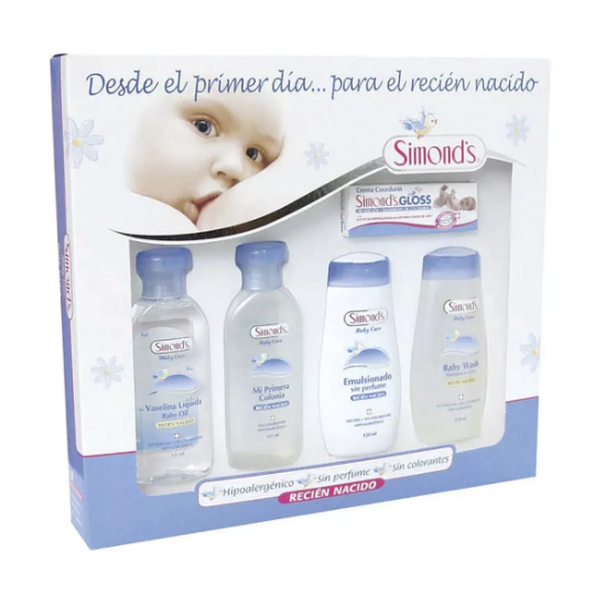 Imagen de SIMONDS RECIEN NACIDO ESTUCHE COLONIA+OIL+EMULSIONADO+BABY WASH+GLOSS