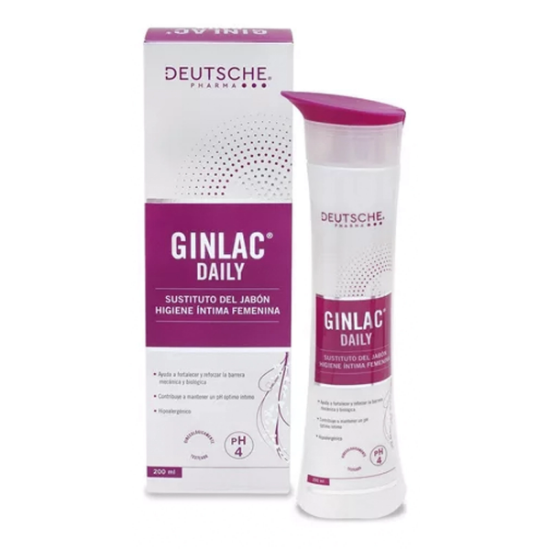 Imagen de Ginlac Daily Higiene Intima Femenina Ph4 Jabon 200 Ml