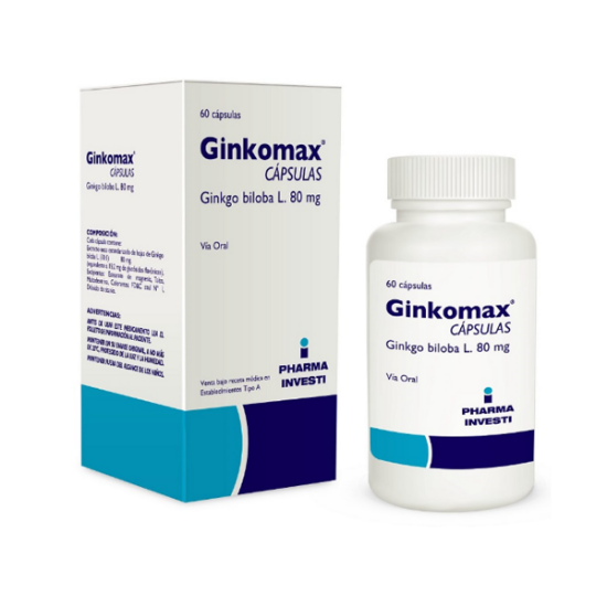 Imagen de GINKOMAX 80 MG 60 CAPSULAS (GINKGO BILOBA)