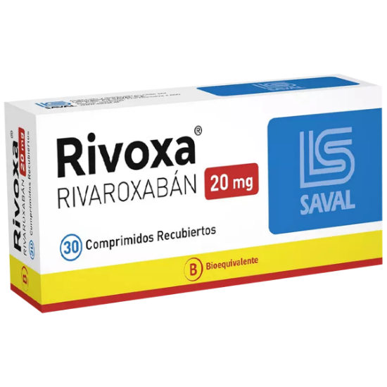 Imagen de RIVOXA 20 MG 30 COMPRIMIDOS RECUBIERTOS [BE] (RIVAROXABAN)