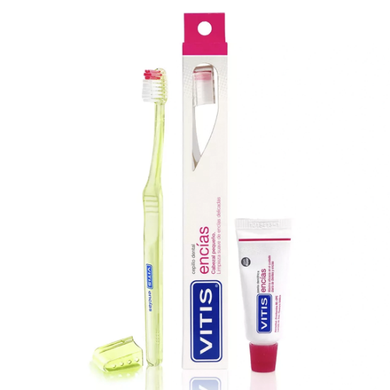 Imagen de VITIS ENCIAS CABEZAL PEQUEÑO CEPILLO DENTAL+MINI PASTA 15 ML