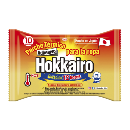 Imagen de PARCHE TERMICO CON ADHESIVO PORTATIL HOKKAIRO X 10 UNID. CALOR POR 12 HRS