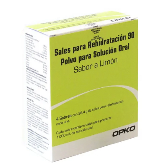 Imagen de SALES PARA REHIDRATACION 90 POLVO PARA SOLUCION ORAL SABOR LIMON 4 SOBRES