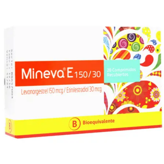 Imagen de MINEVA-E [150/30] X 28 COMPRIMIDOS RECUBIERTOS [BE] (LEVONORGESTREL+ETINILESTRADIOL)