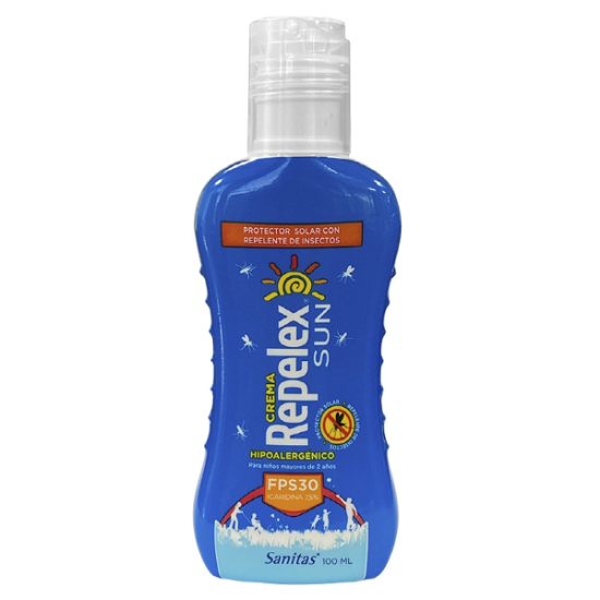 Imagen de REPELEX SUN PROTECTOR SOLAR FPS30 REPELENTE DE INSECTOS CREMA 100 ML (ICARIDINA)
