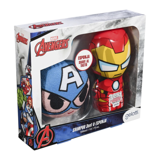 Imagen de ESTUCHE SHAMPOO IRONMAN 3EN1 300ML + ESPONJA CAP. AMERICA