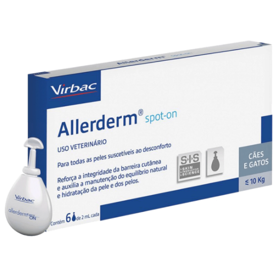 Imagen de VET ALLERDERM SPOT ON MENOR A 10 KILOS ENVASE CON 6 PIPETAS DE 2 ML