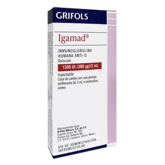 Imagen de IGAMAD 300 MCG/2ML (1500 UI) JERINGA PRECARGADA