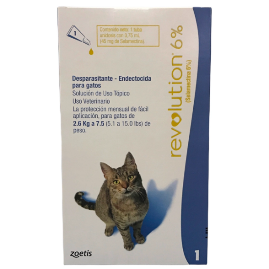 Imagen de VET REVOLUTION 6% 0.75 ML X 1 (GATOS DE 2.6KG A 7.5KG)
