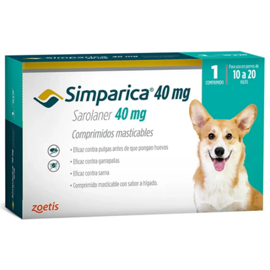 Imagen de VET SIMPARICA 40MG X 1 COMP. (10KG A 20 KG)