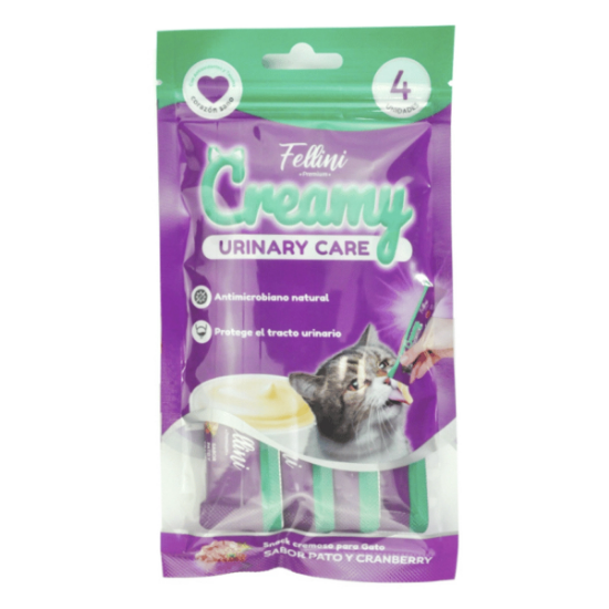 Imagen de VET FELLINI SNACK CREAMY URINARY CARE SABOR PATO Y CRANBERRY X 60G.