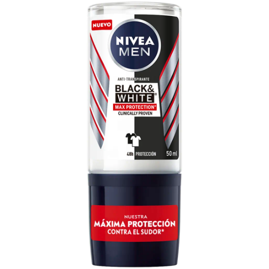 Imagen de NIVEA MEN DESODORANTE ROLL ON INVISIBLE BLACK & WHITE MAX 50ML