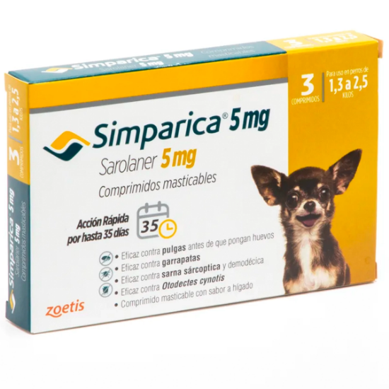 Imagen de VET SIMPARICA TRIO X 3 COMP. (1.3 - 2.5 kg)