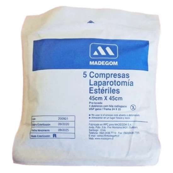 Imagen de COMPRESA LAPAROTOMIA ESTERIL PACK X 5 UNID./ CAJA X 50 PACKS