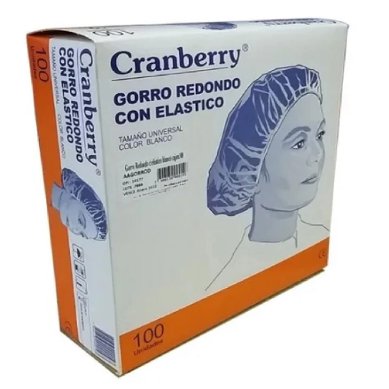 Imagen de GORRO REDONDO C/ELAST.BLANCO CRANBERRY X 100 UNID.