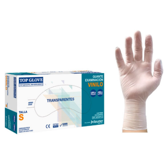 Imagen de GUANTE VINILO TOP GLOVE TALLA S CJ X 100