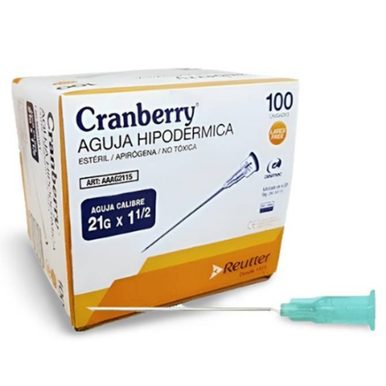 Imagen de AGUJA HIPODERMICA 21G X 1 1/2 X 100 UNID.