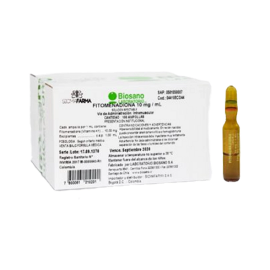 Imagen de FITOMENADIONA 10MG 1ML CAJA X 100 AA-B-C100-CL-NI-BO