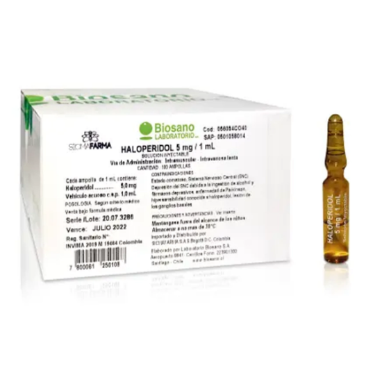 Imagen de HALOPERIDOL 5MG / 1ML CAJA X 100 UNID.            