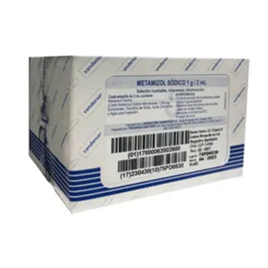 Imagen de METAMIZOL SOD 1G /2ML X 100 AMP.