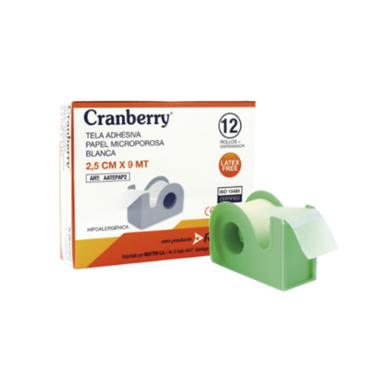Imagen de CINTA ADHESIVA MICROPOROSA HIPOALERGENICA TELA DE PAPEL BLANCA 2.5CM X 9MT