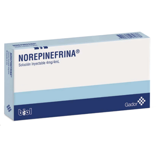 Imagen de NOREPINEFRINA SOLUCION INYECTABLE 4MG/4ML X 100 FRASCO AMP.