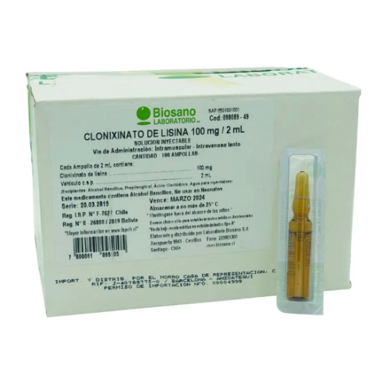 Imagen de CLONIXINATO DE LISINA 100 MG / 2ML X 100 AMP