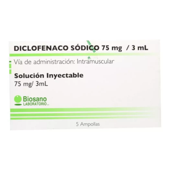 Imagen de DICLOFENACO SODICO 75 MG3ML X 5 AMP AT-B-E5-CL